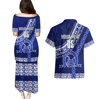 Custom Queen Salote College Couples Matching Puletasi Dress and Hawaiian Shirt Tongan Kupesi Pattern LT05 - Polynesian Pride