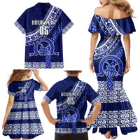 Custom Queen Salote College Family Matching Mermaid Dress and Hawaiian Shirt Tongan Kupesi Pattern LT05 - Polynesian Pride