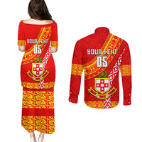 Custom Kolisi Tonga Couples Matching Puletasi Dress and Long Sleeve Button Shirts Tongan Kupesi Pattern LT05 - Polynesian Pride