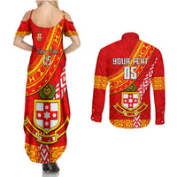 Custom Kolisi Tonga Couples Matching Summer Maxi Dress and Long Sleeve Button Shirts Tongan Kupesi Pattern LT05 - Polynesian Pride