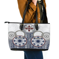 Hawaii Leather Tote Bag Barkcloth Pattern Vintage Style LT05 - Polynesian Pride