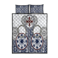 Hawaii Quilt Bed Set Barkcloth Pattern Vintage Style LT05 Blue - Polynesian Pride