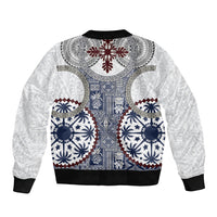 Hawaii Sleeve Zip Bomber Jacket Barkcloth Pattern Vintage Style LT05 - Polynesian Pride