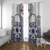 Hawaii Window Curtain Barkcloth Pattern Vintage Style LT05 With Grommets Blue - Polynesian Pride