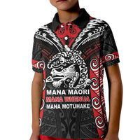 Aotearoa Mana Maori Kid Polo Shirt Toitu Te Tiriti LT05 Kid Black - Polynesian Pride