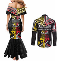 Niue And Aotearoa Couples Matching Mermaid Dress and Long Sleeve Button Shirt Together For Te Tiriti O Waitangi