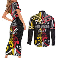 Niue And Aotearoa Couples Matching Short Sleeve Bodycon Dress and Long Sleeve Button Shirt Together For Te Tiriti O Waitangi