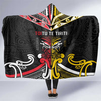 Niue And Aotearoa Hooded Blanket Together For Te Tiriti O Waitangi LT05 One Size Black - Polynesian Pride