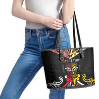 Niue And Aotearoa Leather Tote Bag Together For Te Tiriti O Waitangi LT05 - Polynesian Pride