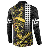 Hawaii Ikaika Warrior Helmet Button Sweatshirt Gold Style LT05 - Polynesian Pride