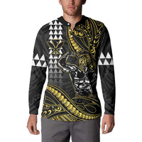Hawaii Ikaika Warrior Helmet Button Sweatshirt Gold Style LT05 - Polynesian Pride