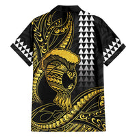 Hawaii Ikaika Warrior Helmet Family Matching Puletasi and Hawaiian Shirt Gold Style