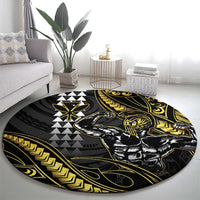 Hawaii Ikaika Warrior Helmet Round Carpet Gold Style LT05 - Polynesian Pride