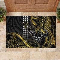 Hawaii Ikaika Warrior Helmet Rubber Doormat Gold Style LT05 Gold - Polynesian Pride