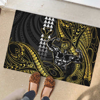 Hawaii Ikaika Warrior Helmet Rubber Doormat Gold Style LT05 - Polynesian Pride