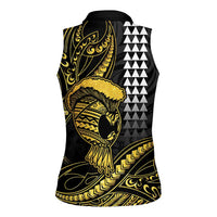Hawaii Ikaika Warrior Helmet Women Sleeveless Polo Shirt Gold Style LT05 - Polynesian Pride