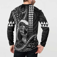 Hawaii Ikaika Warrior Helmet Button Sweatshirt Black Tribal Tattoo