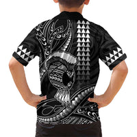 Hawaii Ikaika Warrior Helmet Kid Hawaiian Shirt Black Tribal Tattoo LT05 - Polynesian Pride