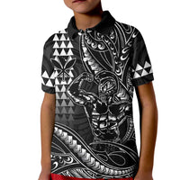 Hawaii Ikaika Warrior Helmet Kid Polo Shirt Black Tribal Tattoo LT05 Kid Black - Polynesian Pride