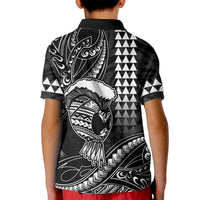 Hawaii Ikaika Warrior Helmet Kid Polo Shirt Black Tribal Tattoo LT05 - Polynesian Pride