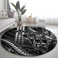 Hawaii Ikaika Warrior Helmet Round Carpet Black Tribal Tattoo LT05 - Polynesian Pride