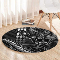 Hawaii Ikaika Warrior Helmet Round Carpet Black Tribal Tattoo LT05 - Polynesian Pride