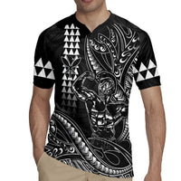 Hawaii Ikaika Warrior Helmet Rugby Jersey Black Tribal Tattoo
