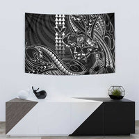 Hawaii Ikaika Warrior Helmet Tapestry Black Tribal Tattoo LT05 - Polynesian Pride