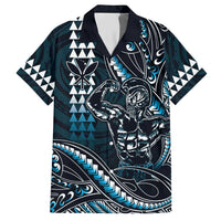Hawaii Ikaika Warrior Helmet Hawaiian Shirt Blue Tribal Tattoo LT05 Blue - Polynesian Pride