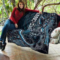 Hawaii Ikaika Warrior Helmet Quilt Blue Tribal Tattoo