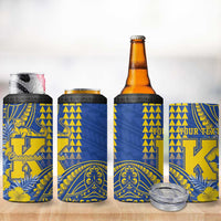 Personalised Hawaii Kaiser High School 4 in 1 Can Cooler Tumbler Tribal Tattoo With Hibiscus Flowers