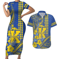 Personalised Hawaii Kaiser High School Couples Matching Short Sleeve Bodycon Dress and Hawaiian Shirt Tribal Tattoo With Hibiscus Flowers