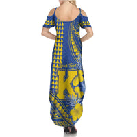Personalised Hawaii Kaiser High School Family Matching Summer Maxi Dress and Hawaiian Shirt Tribal Tattoo With Hibiscus Flowers