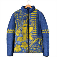 Personalised Hawaii Kaiser High School Padded Jacket Tribal Tattoo With Hibiscus Flowers