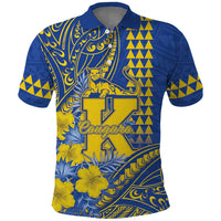 Personalised Hawaii Kaiser High School Polo Shirt Tribal Tattoo With Hibiscus Flowers