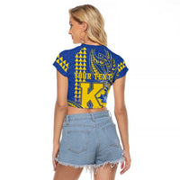 Personalised Hawaii Kaiser High School Raglan Cropped T Shirt Tribal Tattoo With Hibiscus Flowers