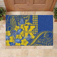 Hawaii Kaiser High School Rubber Doormat Tribal Tattoo With Hibiscus Flowers