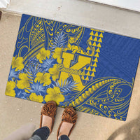 Hawaii Kaiser High School Rubber Doormat Tribal Tattoo With Hibiscus Flowers