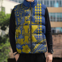 Personalised Hawaii Kaiser High School Sleeveless Puffer Jacket Tribal Tattoo With Hibiscus Flowers