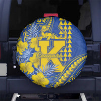 Hawaii Kaiser High School Spare Tire Cover Tribal Tattoo With Hibiscus Flowers LT05 No hole Blue - Polynesian Pride