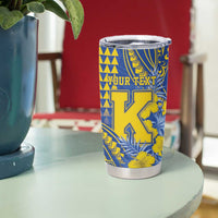 Personalised Hawaii Kaiser High School Tumbler Cup Tribal Tattoo With Hibiscus Flowers