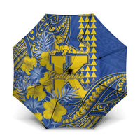 Hawaii Kaiser High School Umbrella Tribal Tattoo With Hibiscus Flowers LT05 One Size Folded 11.42 inch Opened Diameter 37.4 inch Blue - Polynesian Pride