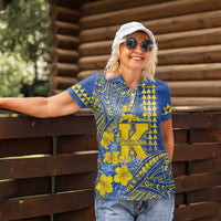 Personalised Hawaii Kaiser High School Women Polo Shirt Tribal Tattoo With Hibiscus Flowers