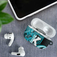 Hawaii Kapolei High School AirPods Case Tribal Tattoo With Hibiscus Flowers