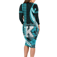 Personalised Hawaii Kapolei High School Family Matching Long Sleeve Bodycon Dress and Hawaiian Shirt Tribal Tattoo With Hibiscus Flowers