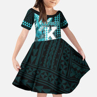 Personalised Hawaii Kapolei High School Family Matching Off The Shoulder Long Sleeve Dress and Hawaiian Shirt Tribal Tattoo With Hibiscus Flowers