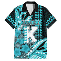 Personalised Hawaii Kapolei High School Family Matching Off The Shoulder Long Sleeve Dress and Hawaiian Shirt Tribal Tattoo With Hibiscus Flowers