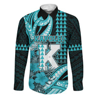 Personalised Hawaii Kapolei High School Family Matching Off The Shoulder Long Sleeve Dress and Hawaiian Shirt Tribal Tattoo With Hibiscus Flowers