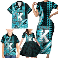 Personalised Hawaii Kapolei High School Family Matching Short Sleeve Bodycon Dress and Hawaiian Shirt Tribal Tattoo With Hibiscus Flowers