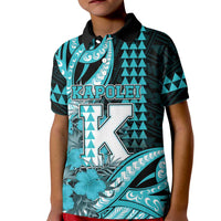 Personalised Hawaii Kapolei High School Kid Polo Shirt Tribal Tattoo With Hibiscus Flowers